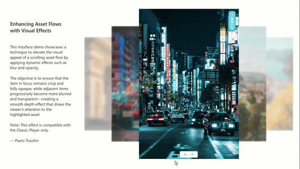 Asset flow with visual effects